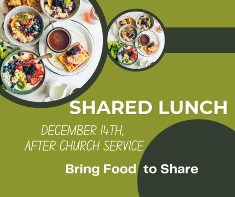 A poster infographic about GBC Church's monthly shared lunch.